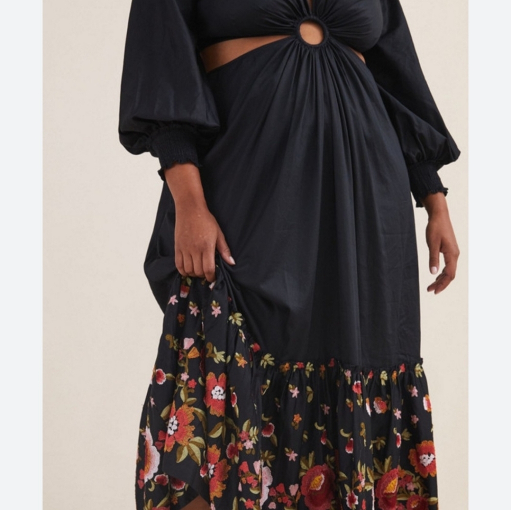 Anthropologie Karolina Cut-Out Floral Black Maxi Dress Size 12 NWT - Picture 3 of 4
